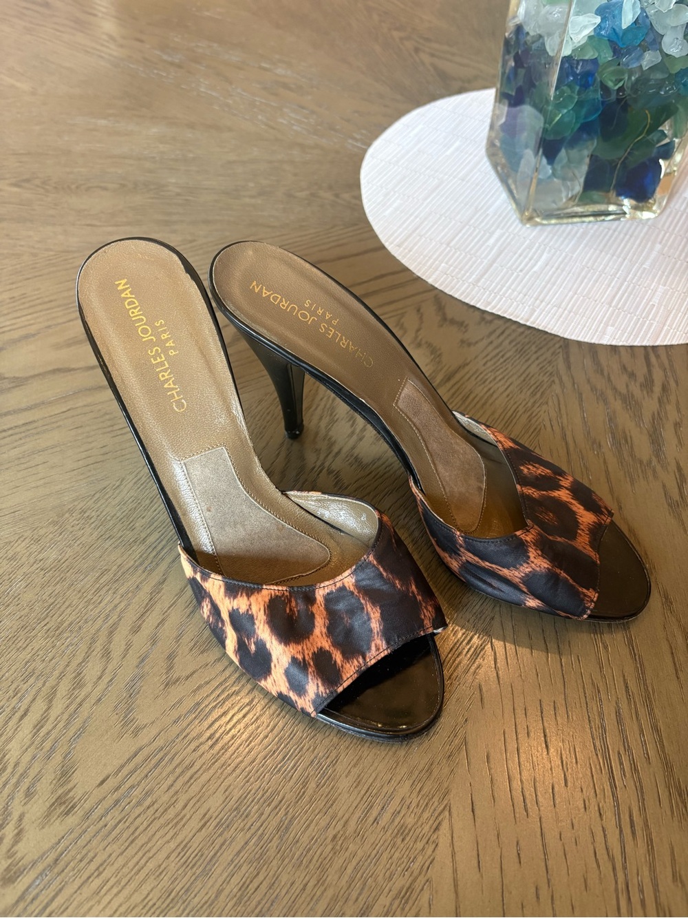 ❤️ Vintage Charles Jourdan Women’s Leopard Print Open-Toe Heels